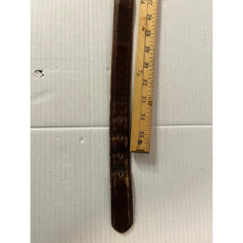 Coach Leather Belt Mens 34 Mahogany Brown‎ Fair Distressed Vintage Brass Buckle
